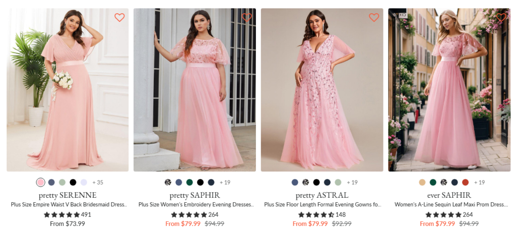 Shop Pink Evening Gown Dresses using Ever Pretty Coupon Code
