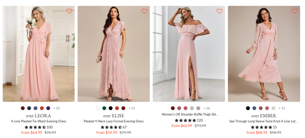 Shop Pink Evening Gown Dresses using Ever Pretty Coupon Code