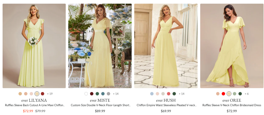 Shop Yellow Evening Dress Using Ever Pretty Discount Codes