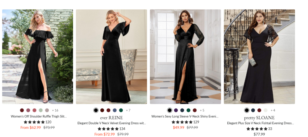 Shop Black Evening Dress Using Ever pretty Discount Codes